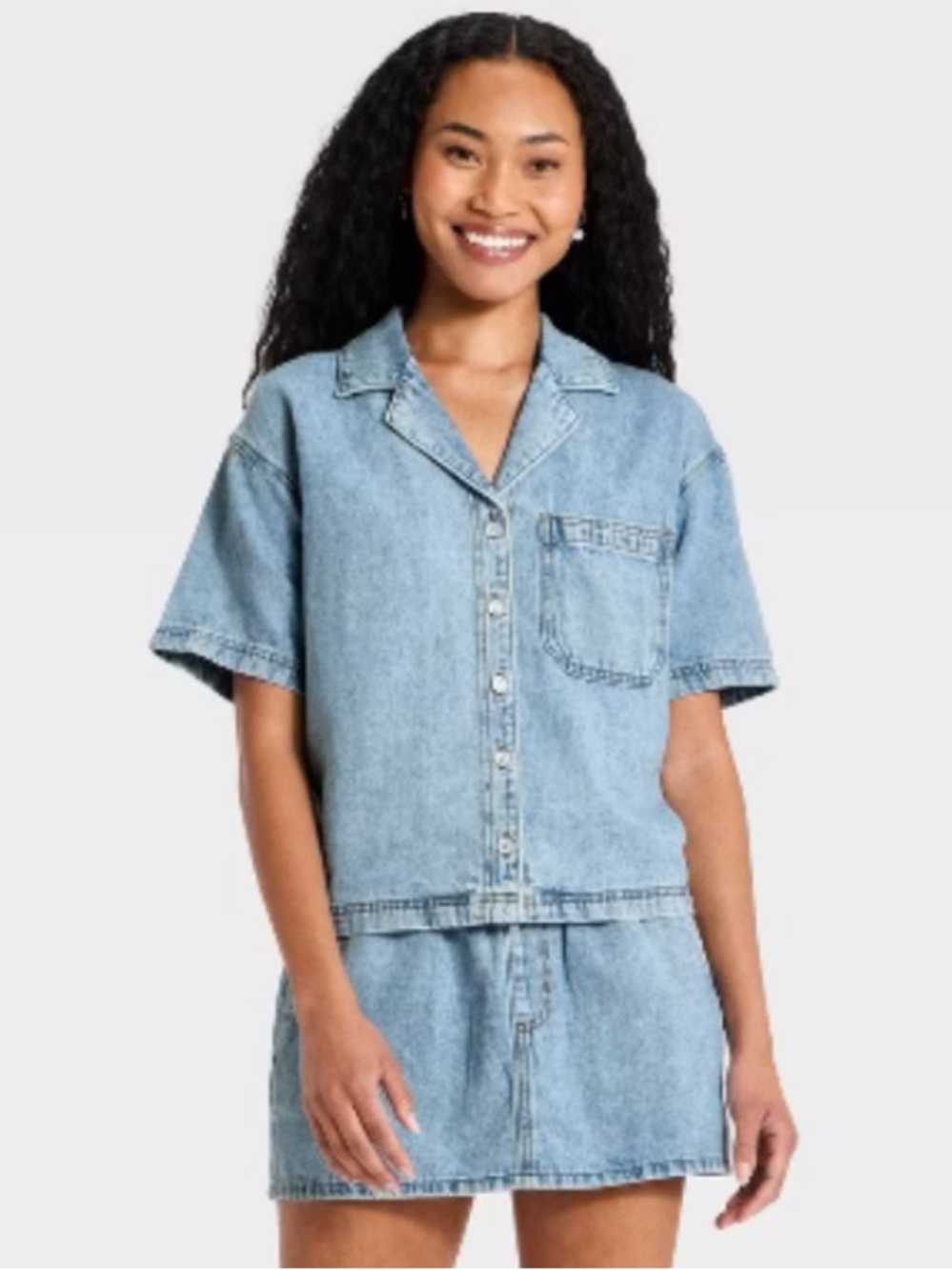 Universal Thread Light Blue Denim Button-Down Shirt